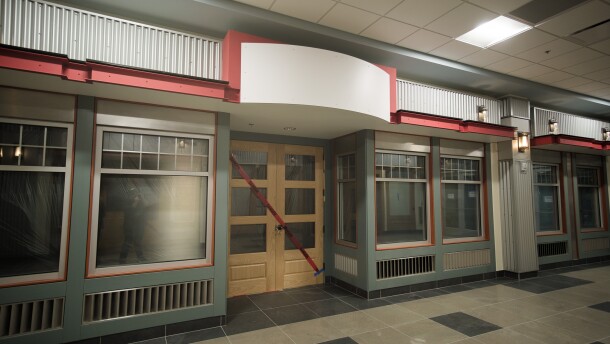 Some of the businesses inside the Kodiak Marketplace, like the new grocery outlet and restaurant are yet to be announced but already have spots for signs. (Brian Venua/KMXT)