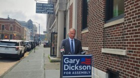 West Seneca Supervisor Gary Dickson speaks outside of the Erie County Board of Elections building