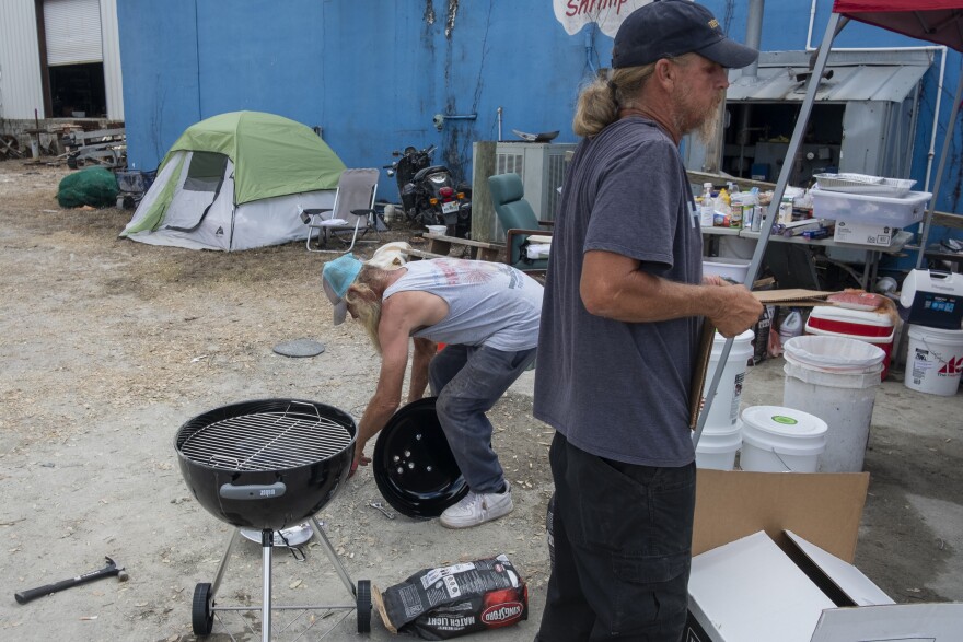 Once grills and cooking equipment arrived, shrimpers were able to cook donated meat and vegetables for the first time in days.