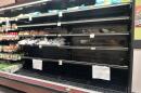 An empty carrot display at Hannaford in downtown Concord is the result of adverse weather conditions, a store representative said. 
