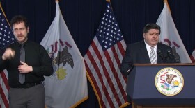 Gov. JB Pritzker at a press conference March 18, 2021. 
