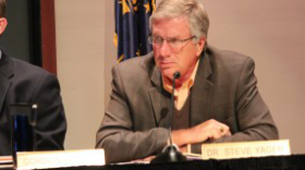 Board member Steve Yager proposed the resolution that requires a rewrite of the new diploma requirements.