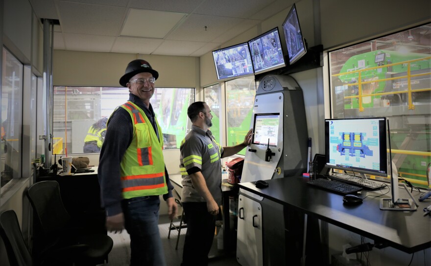 RePower South CEO and co-founder Brian Gilhuly in the recycling facility's control room in Moncks Corner.