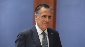 FILE - Sen. Mitt Romney, R-Utah, arrives to watch a speech by Ukrainian President Volodymyr Zelenskyy live-streamed into the U.S. Capitol, in Washington, March 16, 2022.