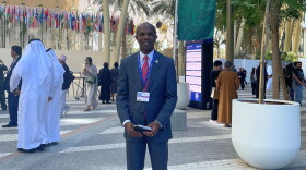Hampton Mayor Donnie Tuck poses at the COP28 climate conference earlier this month in Dubai. (Photo courtesy of Donnie Tuck)