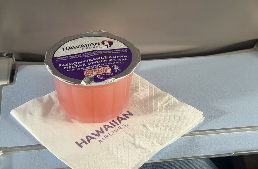 Hawaiian Airlines, which has introduced many people to POG, serves the tropical sweet drink in cuplets made by Island Maid.