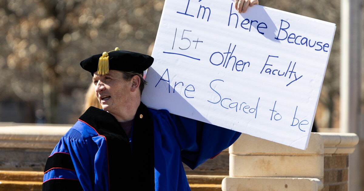 Students, instructors protest course review process on Texas Tech campus as Board of Regents meet in Dallas