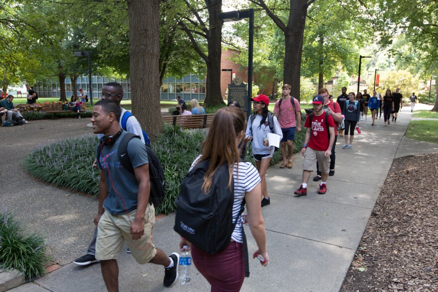 Students on the University of Louisville campus