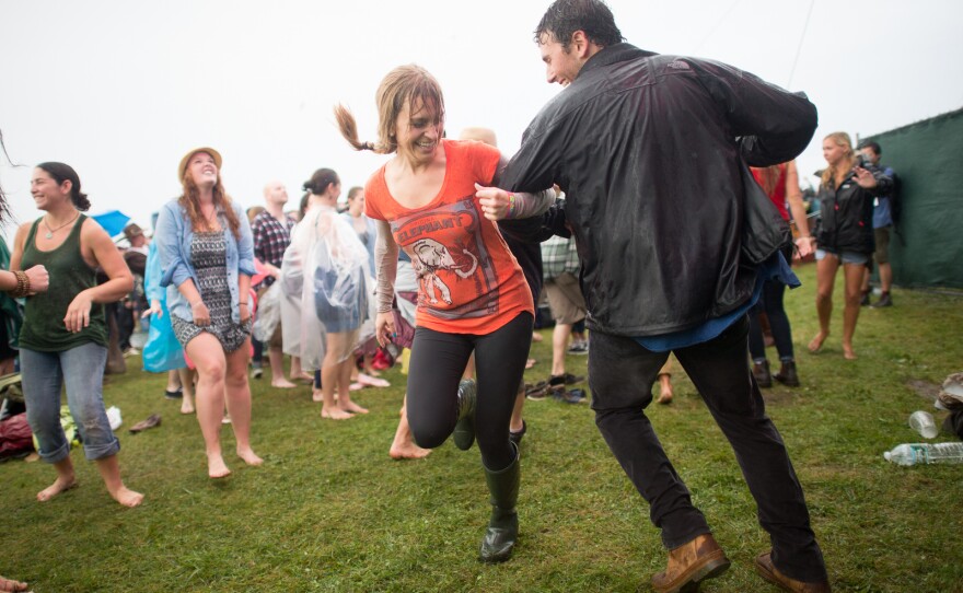 Dancing in the rain.