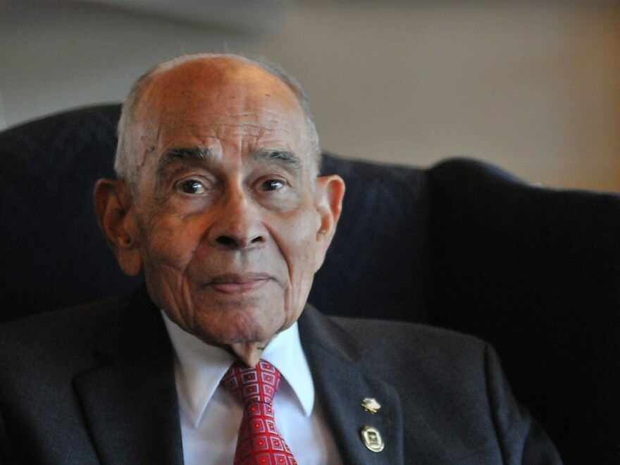 Retired Lt. Gen. Arthur Gregg, 94, poses for a photograph at Fort Lee, the Virginia Army base that is being renamed in his honor.