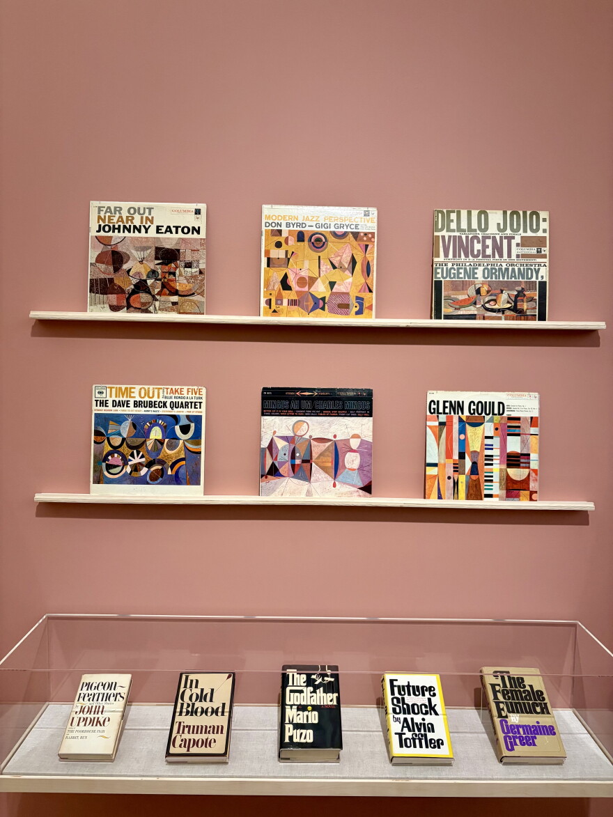 A selection of album and book cover designs by S. Neil Fujita, as seen in 'Noguchi to Asawa: Designing Postwar America' at the Barnes Foundation.