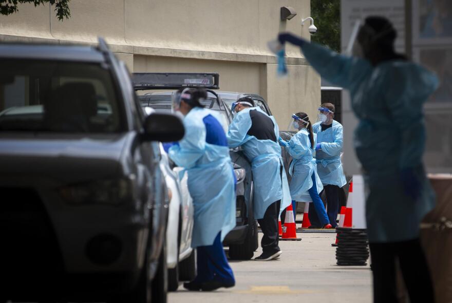 A COVID-19 testing site in Houston on June 27. Under the state's vaccine distribution plan, vulnerable people would likely be the first to get the vaccine in the early months that it's available.
