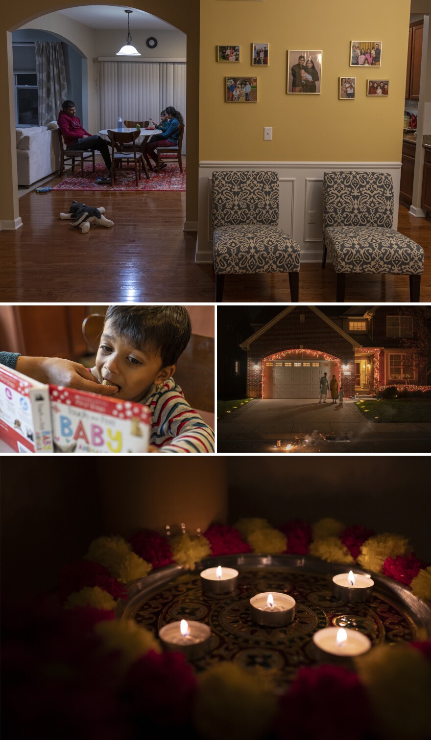 Ridhay and his parents share moments at home, from around the dinner table to Diwali celebrations in their driveway.