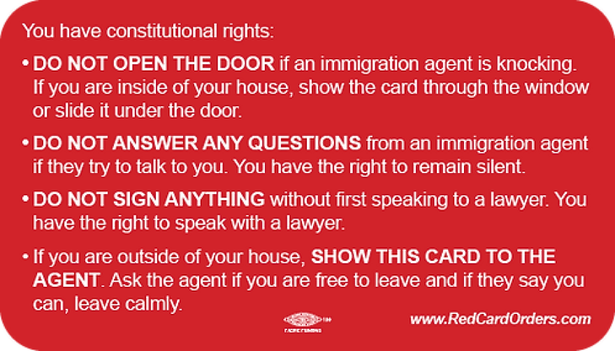 Red Know-Your-Rights Card to be distributed to tribal members