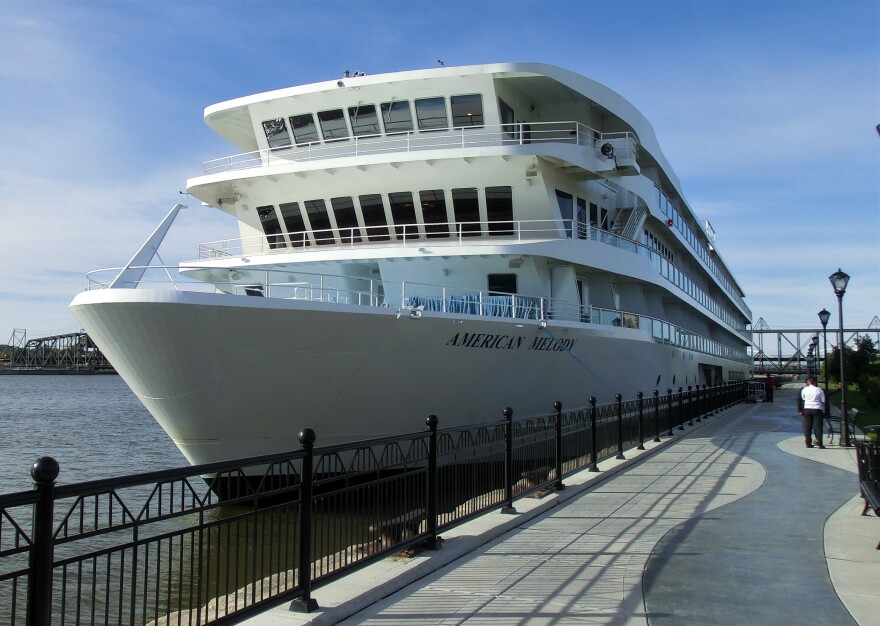 one of the new cruise ships traveling on the Mississippi River