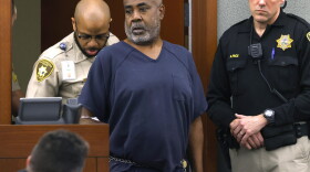 Duane "Keffe D" Davis is led into the courtroom at the Regional Justice Center on Wednesday, Oct. 4, 2023, in Las Vegas. Davis has been charged in the 1996 fatal drive-by shooting of rapper Tupac Shakur.