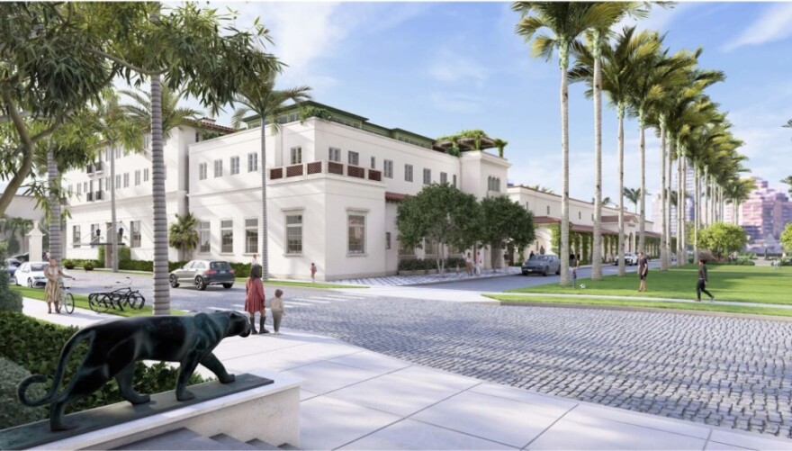 The rendering of a two story building 