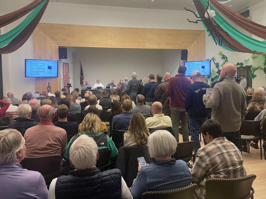 Residents stand in line to comment at the Wasatch County Council meeting Nov. 8.