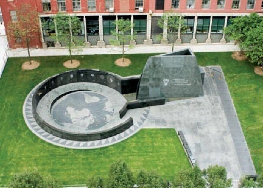 Aerial view of the African Burial Ground in Manhattan, New York.