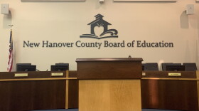 The dais of the New Hanover County Board of Education.