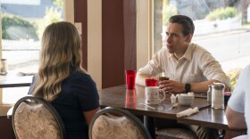 U.S. Sen. Josh Hawley spent last week touring 10 rural Missouri counties. This photo supplied by his staff features the Republican senator talking to a woman in Eminence, Missouri.