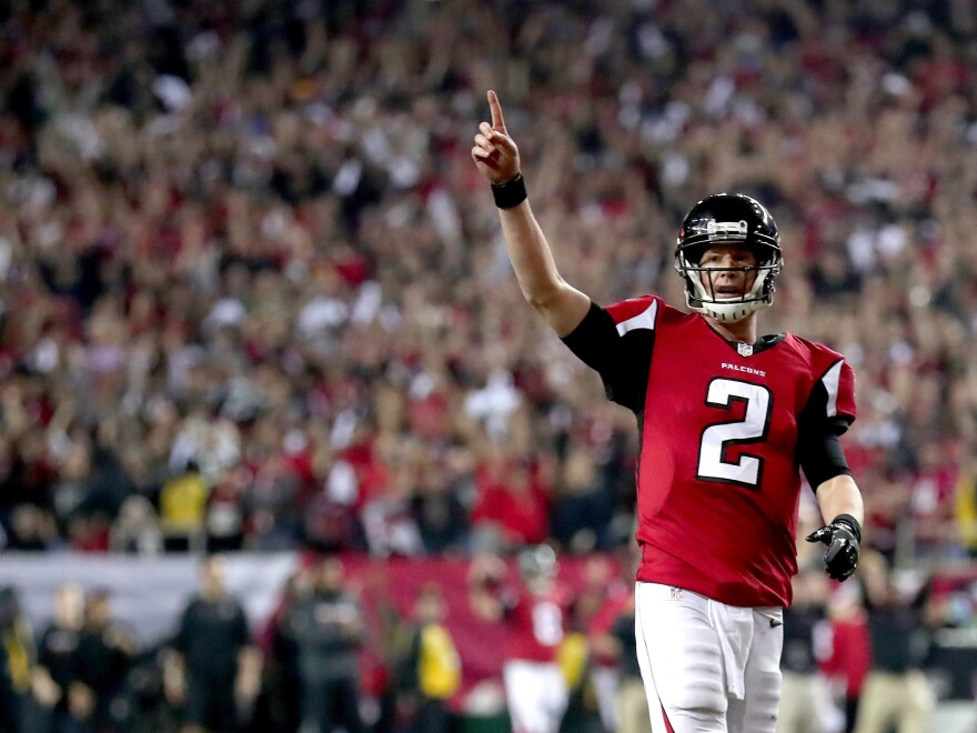 Matt Ryan of the Atlanta Falcons — depicted here with one finger raised in the NFC Championship Game — helpfully illustrates an important number: the total Super Bowls the Falcons organization will have won, if they win Sunday.