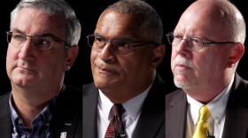 From left to right, Gov. Eric Holcomb, a Republican, is up for re-election against Democrat Dr. Woody Myers and Libertarian Donald Rainwater.