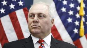 U.S. House Majority Leader Rep. Steve Scalise (R-LA) listens during a press conference following a House Republican Conference meeting at the U.S. Capitol Building on July 18, 2023 in Washington, DC. (Anna Moneymaker/Getty Images)
