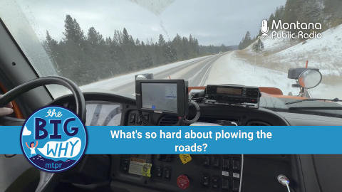 Missoula Transportation Department Snowplow Driver John Buresh clearing Highway 200 near Seeley Lake, MT on Jan. 10, 2024.
