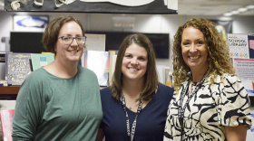 From left, Amy Reiman, Natalie Spath and Tara Hafermann. Each teacher instruct their students on the importance of media literacy.