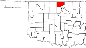 Kay County, the Ponca City area, is colored red.