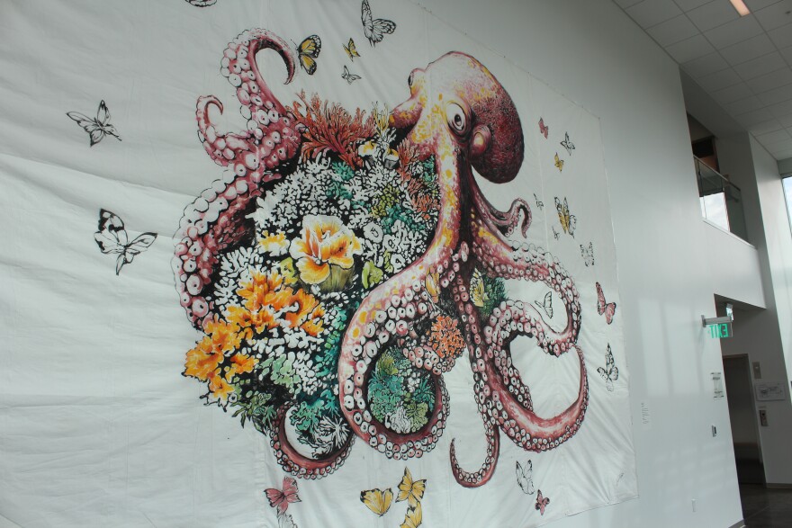 Mariapia Malerba mural in entrance to BIG ARTS galleries.