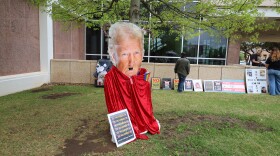 Around 300 people gathered for a No Kings Rally at Abilene City Hall to criticize President Donald Trump and the decisions made under his administration. (Photo by Baylie Simon)