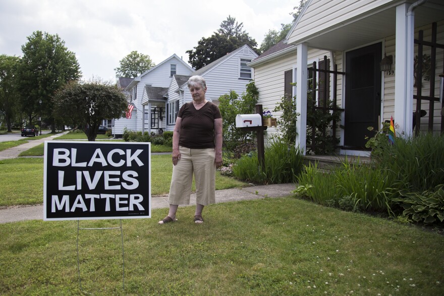 Pat Mannix, seen here outside her home, currently serves as an anti-racism educator.