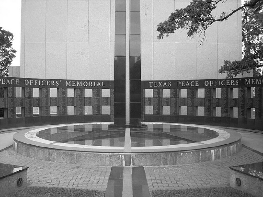 The Texas Peace Officers Memorial on the state capitol grounds.