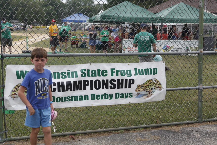 Hundreds of people turn out to watch and participate in the Wisconsin State Frog Jump. (credit: Dan Wanschura / Points North)