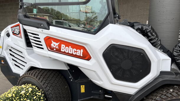 The world-famous Bobcat loader on display outside a Horbachers grocery store in Fargo, ND.