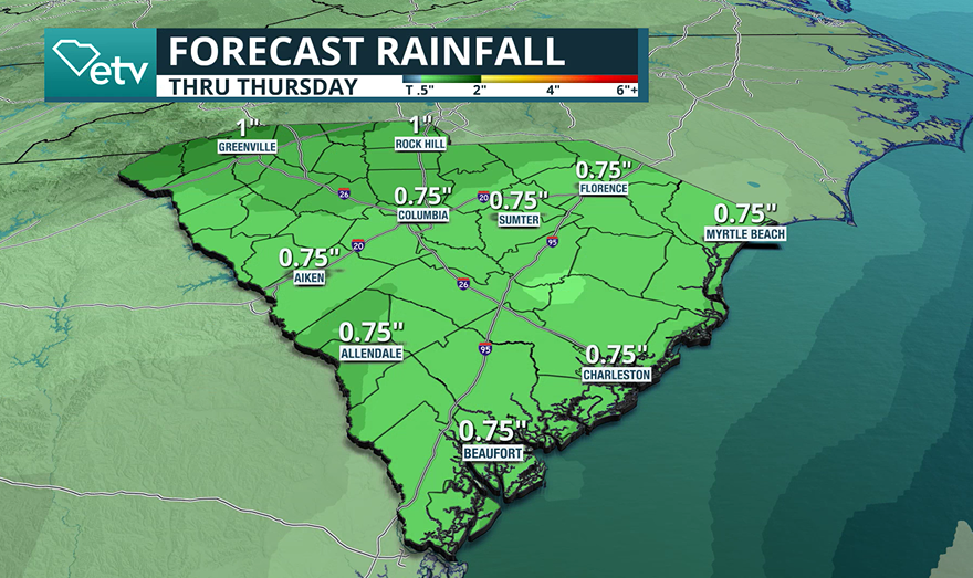 Expected rainfall totals.