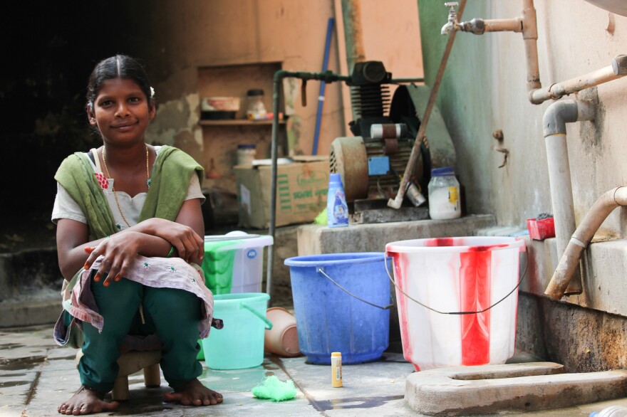 Manju, 16, is an orphan who works as a domestic helper. Her message to Obama: "I need a proper school to go to."