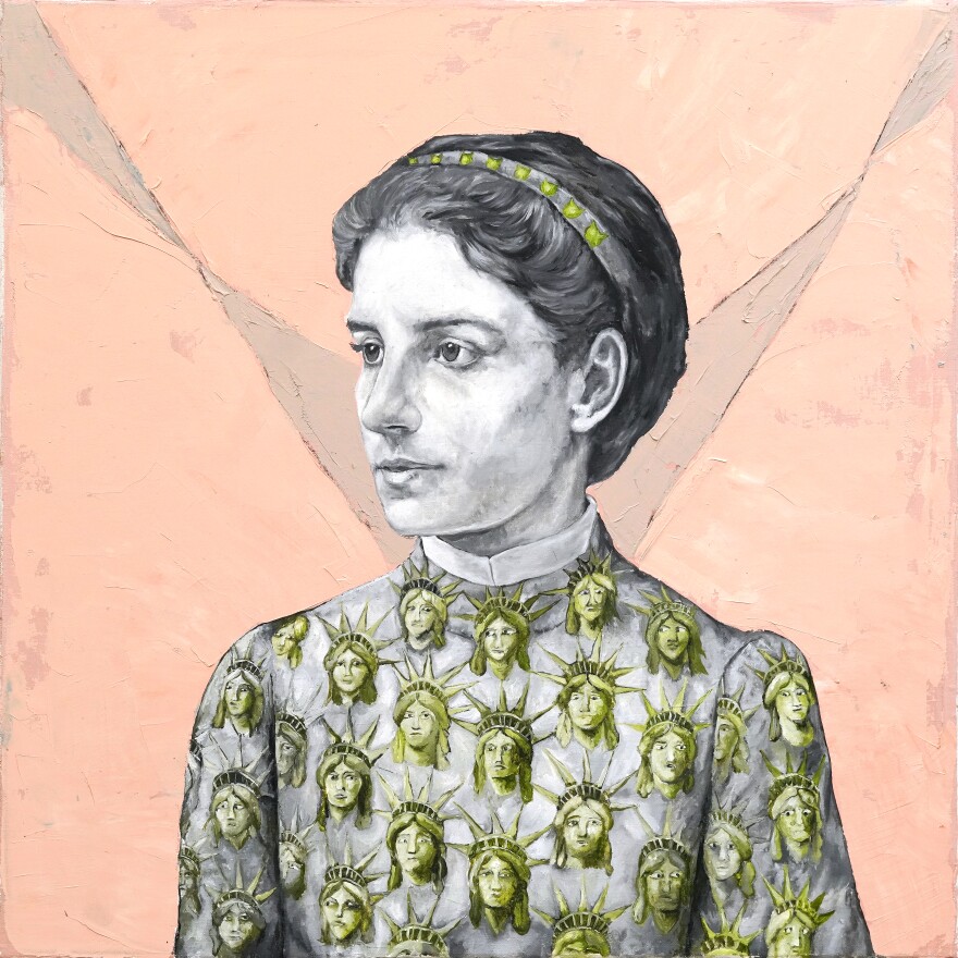Lifted Lamps (Emma Lazarus), 2026, oil on canvas