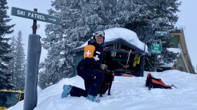 Aspen Highlands ski patrol director Lori Spence and her avalanche dog, Meka, stand in front of the patrol hut at the top of Loge lift. Spence was first hired by longtime Aspen Highlands ski patrol director Mac Smith in 1985, and she became the first woman to lead patrol at the mountain after Smith retired last year.