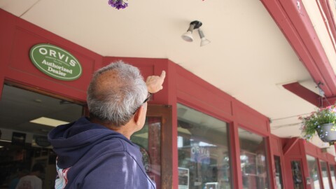 Property owner Turk Montepare needs to put in Dark-Sky approved lights to his building on Ski Hill Road and Main Street on Sunday, June 14, 2026, in Breckenridge, Colo.