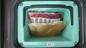 Bags of blood and plasma inside smart coolers used by Taney County Ambulance District