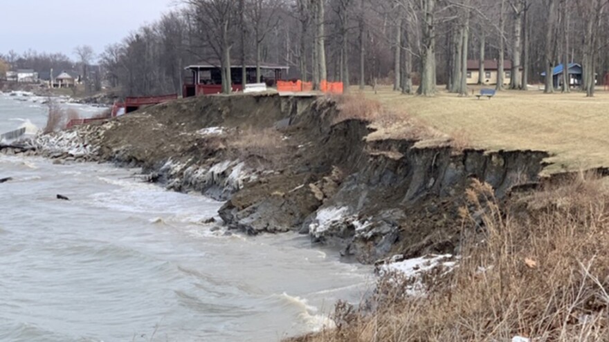 Officials are planning to put ironstone along the areas of Township Park seeing the worst damage. [Tim Dubravetz / ideastream]