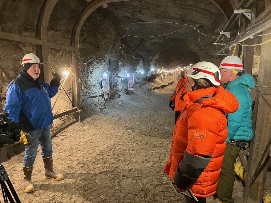 Corps of Engineers’ Cold Regions Research Engineering Laboratory Director Gary Larsen explains the history of the permafrost tunnel at the beginning of Tuesday's tour.