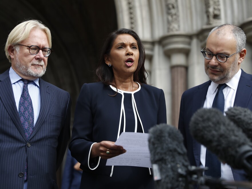Anti-Brexit campaigner Gina Miller speaks to the media outside the High Court in London on Friday.