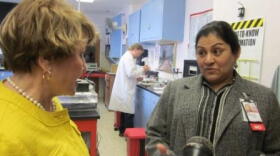 U.S. Representative Louise Slaughter and Buffalo VA Hospital Chief of Pathology Dr. Rana Samuel