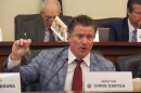 Sen. Chris Garten, R-Charlestown, speaks during a 2024 State Budget Committee meeting.