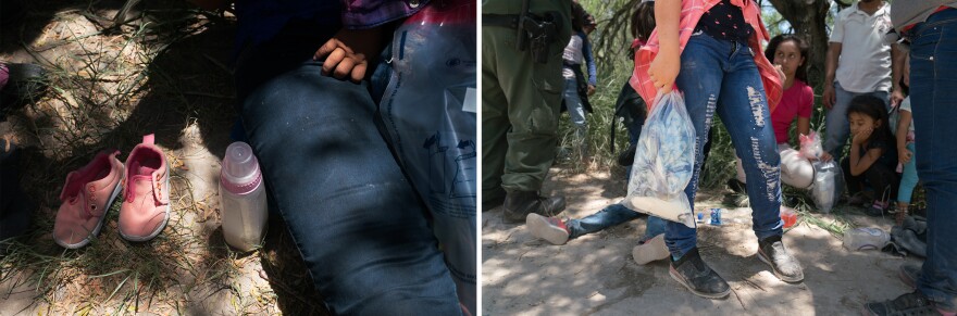 After asylum-seekers are found by Border Patrol agents, they empty their pockets and put their belongings in a clear plastic bag. The only things they keep are paper money and identification.