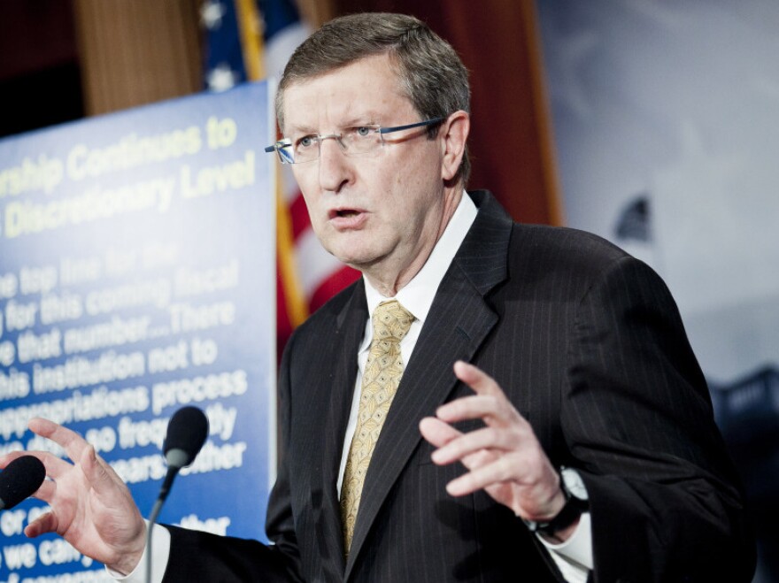 Senate Budget Chairman Kent Conrad, D-N.D., speaks about FY2013 spending levels at a news conference at the Capitol on March 20, 2012 in Washington, D.C.